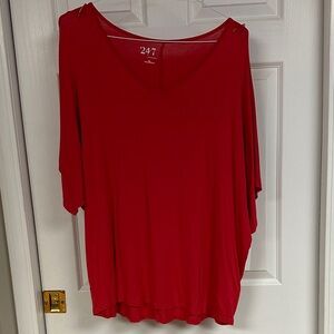 Women's Bold Red Jersey Blouse